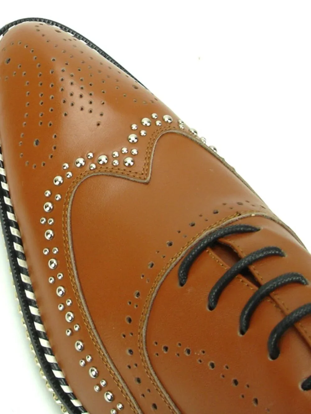 FI-7201 Tan Genuine Leather Lace up Wing Tip Fiesso by Aurelio Garcia